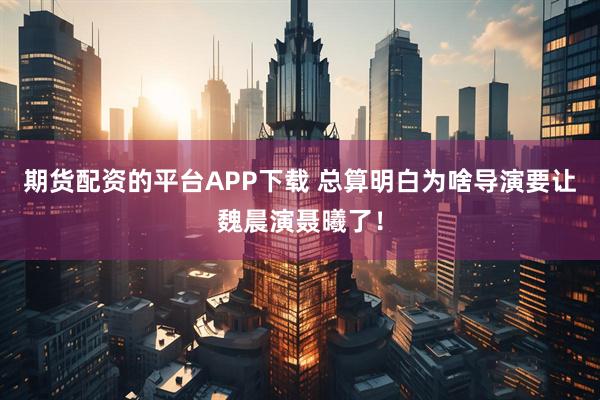 期货配资的平台APP下载 总算明白为啥导演要让魏晨演聂曦了！